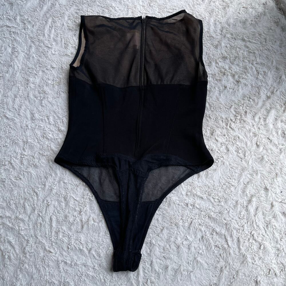 Cache vintage rhinestone bodysuit sleeveless illusion sweetheart Tadashi 90s S - Picture 11 of 17